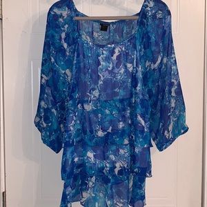 Blue flora blouse